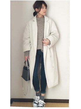 「EMODA（エモダ）のアイテム（その他アウター）」を使った、yunさん（レディース・153cm）の冬コーディネート