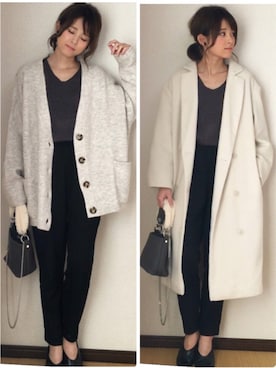 「EMODA（エモダ）のアイテム（その他アウター）」を使った、yunさん（レディース・153cm）の冬コーディネート