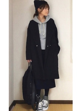 「DHOLIC（ディーホリック）のアイテム（バックパック/リュック）」を使った、yunさん（レディース・153cm）の冬コーディネート