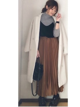 「EMODA（エモダ）のアイテム（その他アウター）」を使った、yunさん（レディース・153cm）の冬コーディネート