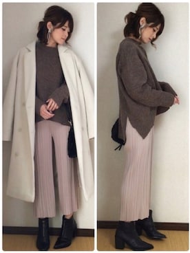 「EMODA（エモダ）のアイテム（その他アウター）」を使った、yunさん（レディース・153cm）の冬コーディネート