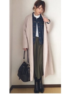 「EMODA（エモダ）のアイテム（その他アウター）」を使った、yunさん（レディース・153cm）の冬コーディネート