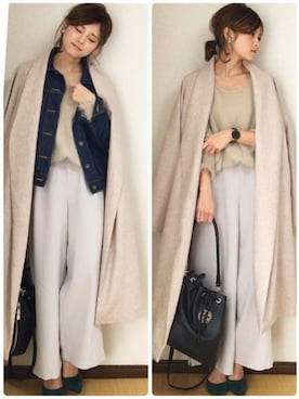 「EMODA（エモダ）のアイテム（その他アウター）」を使った、yunさん（レディース・153cm）の冬コーディネート