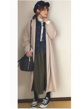 「EMODA（エモダ）のアイテム（その他アウター）」を使った、yunさん（レディース・153cm）の冬コーディネート