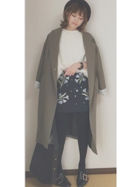 「スプリングSENSEOFPLACE」｜「アイテム（ハンチング/ベレー帽）」を使った、yunさん（レディース・153cm）の春コーディネート