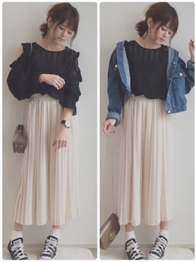 「GRL（グレイル）のアイテム（デニムジャケット）」を使った、yunさん（レディース・153cm）の春コーディネート