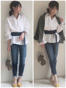 「GRL（グレイル）のアイテム（ミリタリージャケット）」を使った、yunさん（レディース・153cm）の春コーディネート