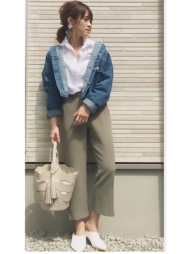 「GRL（グレイル）のアイテム（デニムジャケット）」を使った、yunさん（レディース・153cm）の春コーディネート