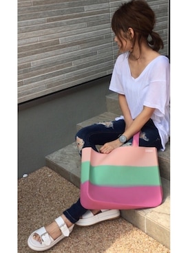 「SiLiBAG（シリバッグ）のアイテム」を使った、yunさん（レディース・153cm）の春コーディネート