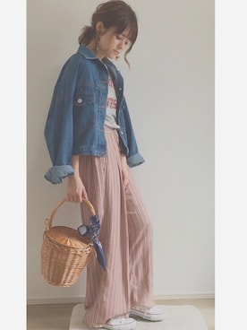 「GRL（グレイル）のアイテム（デニムジャケット）」を使った、yunさん（レディース・153cm）の春コーディネート