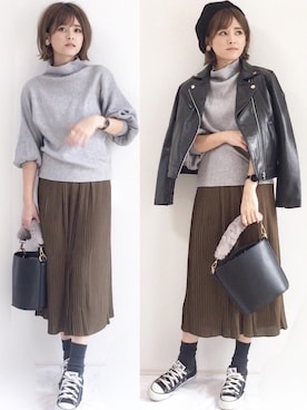 「資生堂インテグレートプレゼンツ 秋服×「#コク色シャドウ」でいい女になろうキャンペーン（シセイドウインテグレート）のアイテム」を使った、yunさん（レディース・153cm）の秋コーディネート