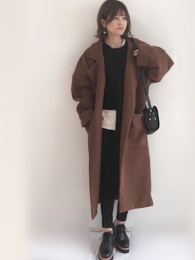 「A.P.C.（アーペーセー）のsac demi-lune 18PC（ショルダーバッグ）」を使った、yunさん（レディース・153cm）の秋コーディネート