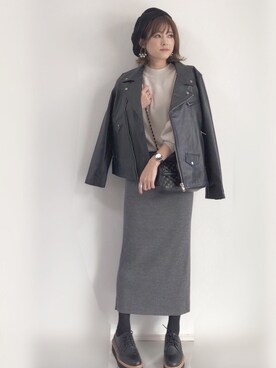 yunさんの「WOMEN メリノブレンドリブスカート」を使ったコーディネート