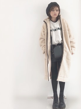 「A.P.C.（アーペーセー）のsac demi-lune 18PC（ショルダーバッグ）」を使った、yunさん（レディース・153cm）の冬コーディネート