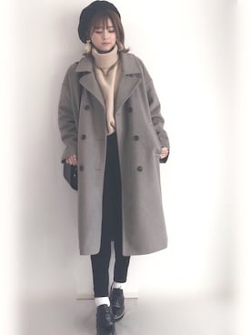 「A.P.C.（アーペーセー）のsac demi-lune 18PC（ショルダーバッグ）」を使った、yunさん（レディース・153cm）の冬コーディネート