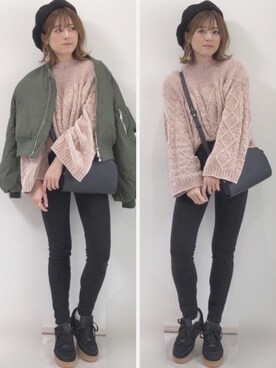 「A.P.C.（アーペーセー）のsac demi-lune 18PC（ショルダーバッグ）」を使った、yunさん（レディース・153cm）の冬コーディネート