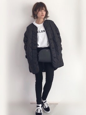 「A.P.C.（アーペーセー）のsac demi-lune 18PC（ショルダーバッグ）」を使った、yunさん（レディース・153cm）の冬コーディネート