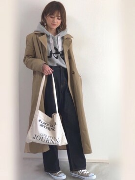 「LEE」｜「アイテム（トレンチコート）」を使った、yunさん（レディース・153cm）の冬コーディネート