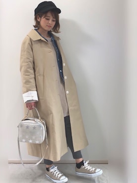 「袖ボリューム」｜「アイテム（デニムジャケット）」を使った、yunさん（レディース・153cm）の春コーディネート