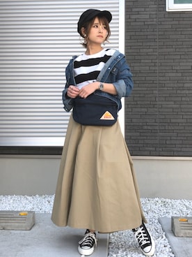 「GRL（グレイル）のアイテム（デニムジャケット）」を使った、yunさん（レディース・153cm）の春コーディネート