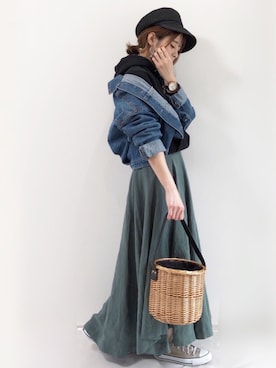 「GRL（グレイル）のアイテム（デニムジャケット）」を使った、yunさん（レディース・153cm）の春コーディネート