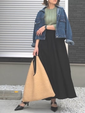 「GRL（グレイル）のアイテム（デニムジャケット）」を使った、yunさん（レディース・153cm）の春コーディネート