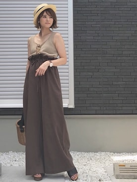 「GRL（グレイル）のバスケットカゴバッグ（かごバッグ）」を使った、yunさん（レディース・153cm）の夏コーディネート