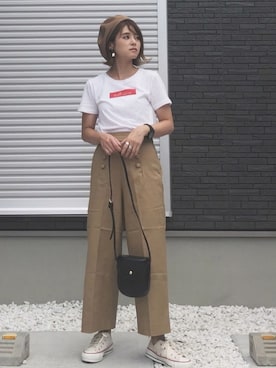 「14+（イチヨンプラス）のアイテム（ハンチング/ベレー帽）」を使った、yunさん（レディース・153cm）の夏コーディネート
