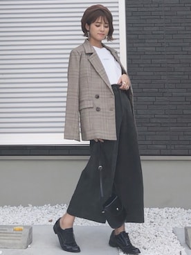 「ECLIN（エクラン）のアイテム（ジャケット/アウター）」を使った、yunさん（レディース・153cm）の秋コーディネート