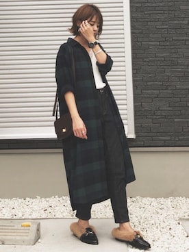「GRL（グレイル）のビット付ファーシューズ（ローファー）」を使った、yunさん（レディース・153cm）の秋コーディネート