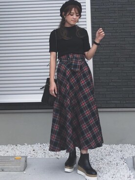 「GRL（グレイル）のアイテム（ハンチング/ベレー帽）」を使った、yunさん（レディース・153cm）の秋コーディネート