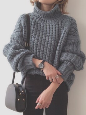 「A.P.C.（アーペーセー）のsac demi-lune 18PC（ショルダーバッグ）」を使った、yunさん（レディース・153cm）の秋コーディネート