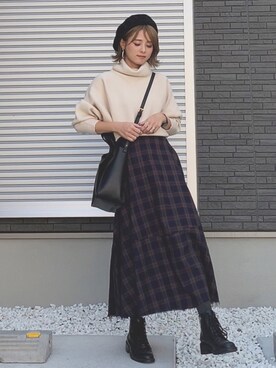 「ストリート服が好き」｜「アイテム（ハンチング/ベレー帽）」を使った、yunさん（レディース・153cm）の秋コーディネート
