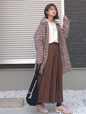 「&. NOSTALGIA（アンドドットノスタルジア）のアイテム（ステンカラーコート）」を使った、yunさん（レディース・153cm）の秋コーディネート