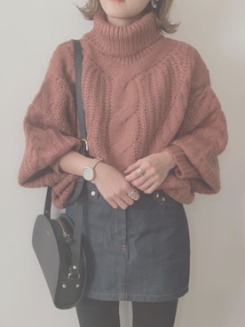 「A.P.C.（アーペーセー）のsac demi-lune 18PC（ショルダーバッグ）」を使った、yunさん（レディース・153cm）の秋コーディネート