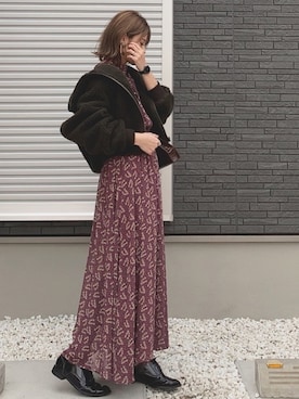 「FOSSIL（フォッシル）のJACQUELINE　ES4490（アナログ腕時計）」を使った、yunさん（レディース・153cm）の冬コーディネート