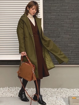 「2018マイベストコーデ」｜「アイテム（ワンピース/ドレス）」を使った、yunさん（レディース・153cm）の冬コーディネート