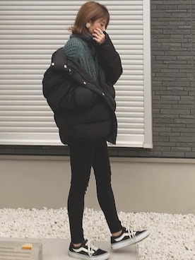 「DHOLIC（ディーホリック）のアイテム（その他アウター）」を使った、yunさん（レディース・153cm）の冬コーディネート