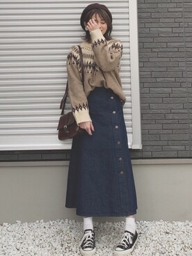 「GRL（グレイル）のアイテム（ハンチング/ベレー帽）」を使った、yunさん（レディース・153cm）の冬コーディネート