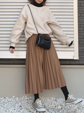 「GRL（グレイル）のアイテム（スウェット）」を使った、yunさん（レディース・153cm）の冬コーディネート