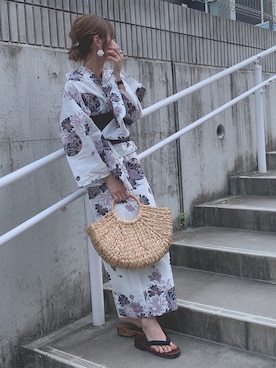 「GRL」｜「アイテム（浴衣）」を使った、yunさん（レディース・153cm）の夏コーディネート