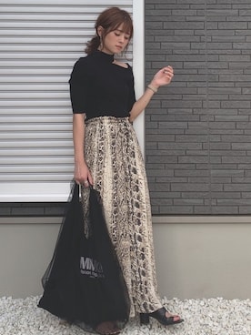 「MERCURYDUO（マーキュリーデュオ）のアイテム（トップス）」を使った、yunさん（レディース・153cm）の夏コーディネート
