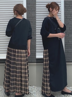 「MARGIELA」｜「アイテム（ワンピース/ドレス）」を使った、yunさん（レディース・153cm）の秋コーディネート