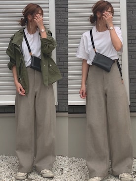 「andme（アンドミー）のアイテム（ジャケット/アウター）」を使った、yunさん（レディース・153cm）の秋コーディネート