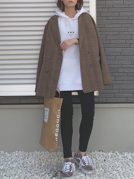 「MERCURYDUO（マーキュリーデュオ）のアイテム（ジャケット/アウター）」を使った、yunさん（レディース・153cm）の秋コーディネート