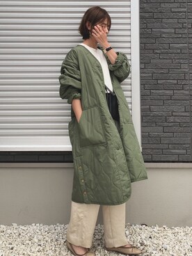 「coca（coca）（コカ）のアイテム（その他アウター）」を使った、yunさん（レディース・153cm）の秋コーディネート