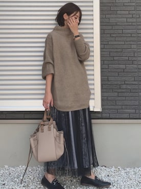 「MERCURYDUO（マーキュリーデュオ）のアイテム（スカート）」を使った、yunさん（レディース・153cm）の秋コーディネート