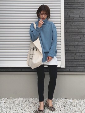 「タートルネック」｜「アイテム（その他アンダーウェア/インナー）」を使った、yunさん（レディース・153cm）の秋コーディネート
