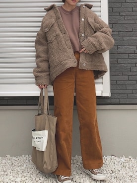 「ブラウンコーデ」｜「アイテム（その他アンダーウェア/インナー）」を使った、yunさん（レディース・153cm）の冬コーディネート