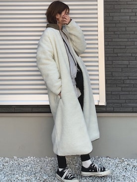 「DHOLIC（ディーホリック）のアイテム（その他アウター）」を使った、yunさん（レディース・153cm）の冬コーディネート